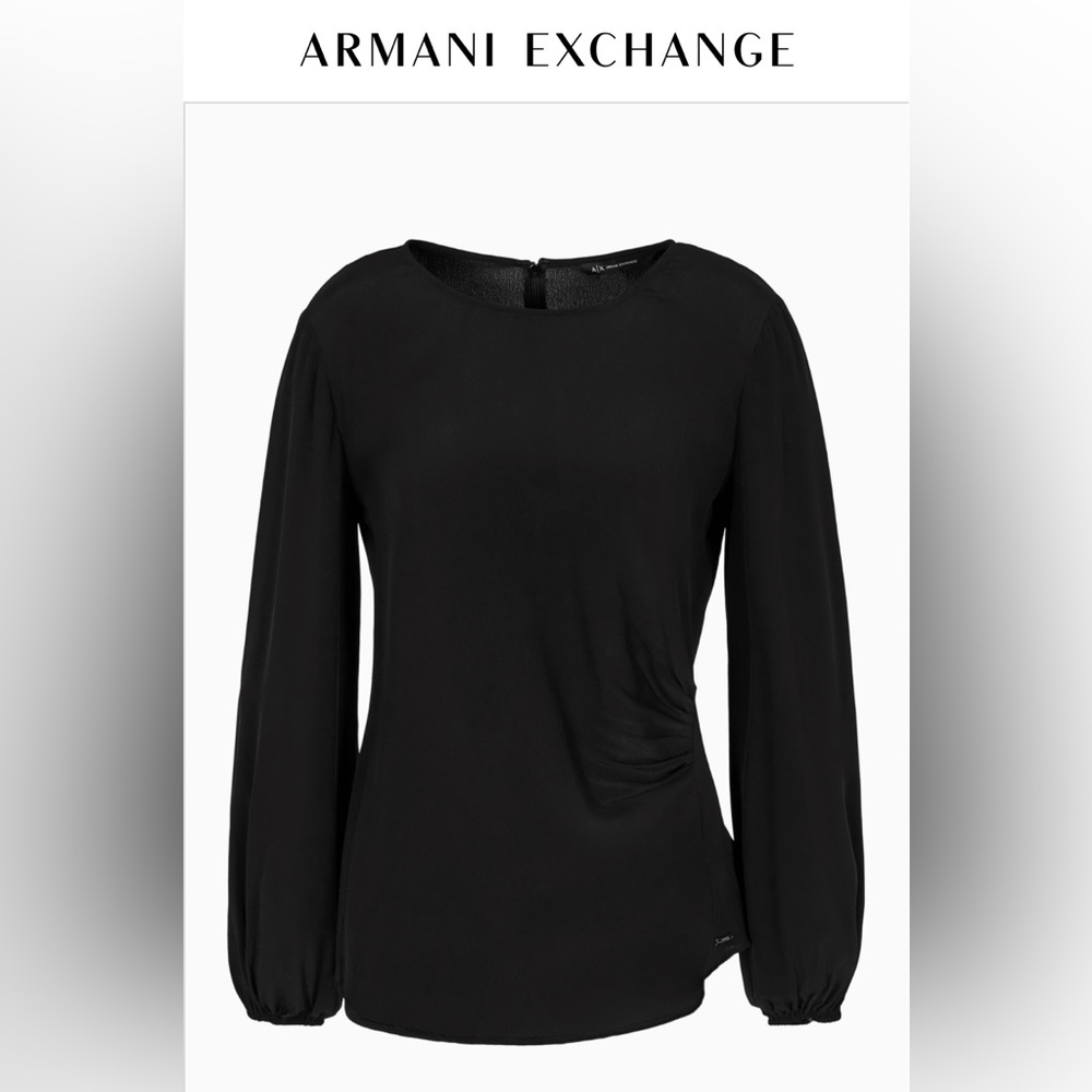 ARMANI EXCHANGE ASYMMETRICAL CREPE BLOUSE WITH FOLDS- Size XL